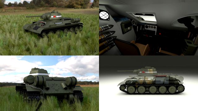 T-34-76 Interior-Engine Bay Full HDRI 3D Model