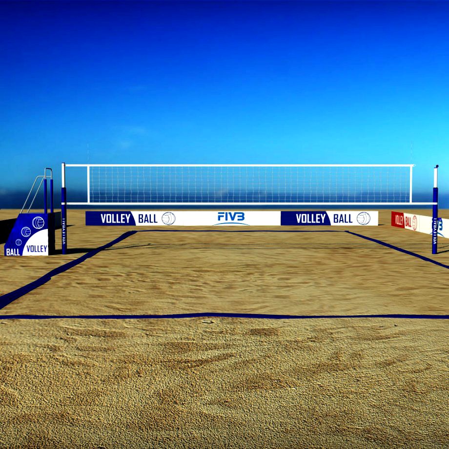 Beach volleyball court low poly3d model