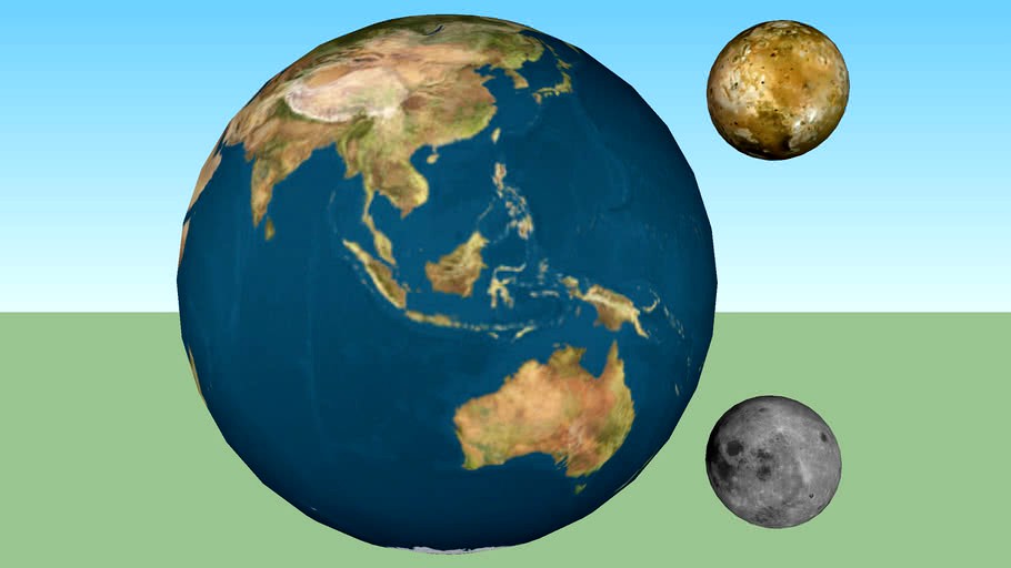 Size Comparison of Earth, the Moon, and Jupiter's moon Io