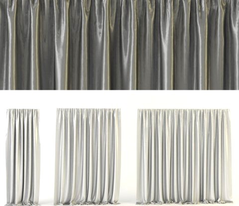 Modern silk curtains 3D Model