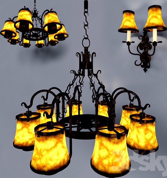 Wrought iron chandelier and Sconce