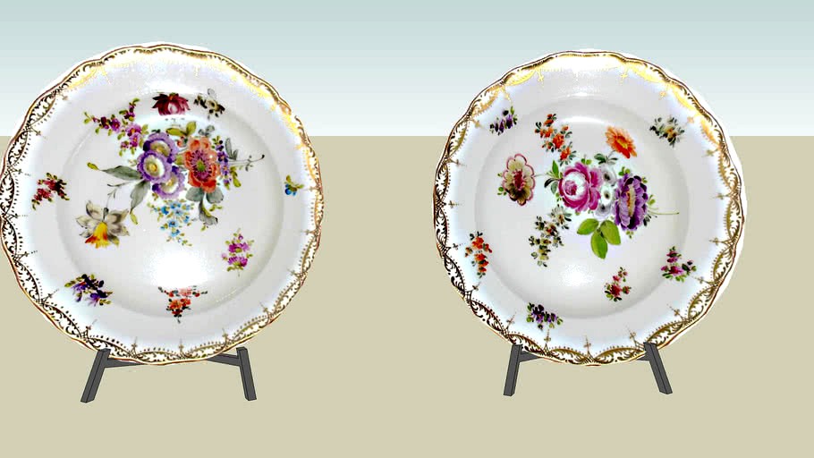 Plates of Meissen porcelain.