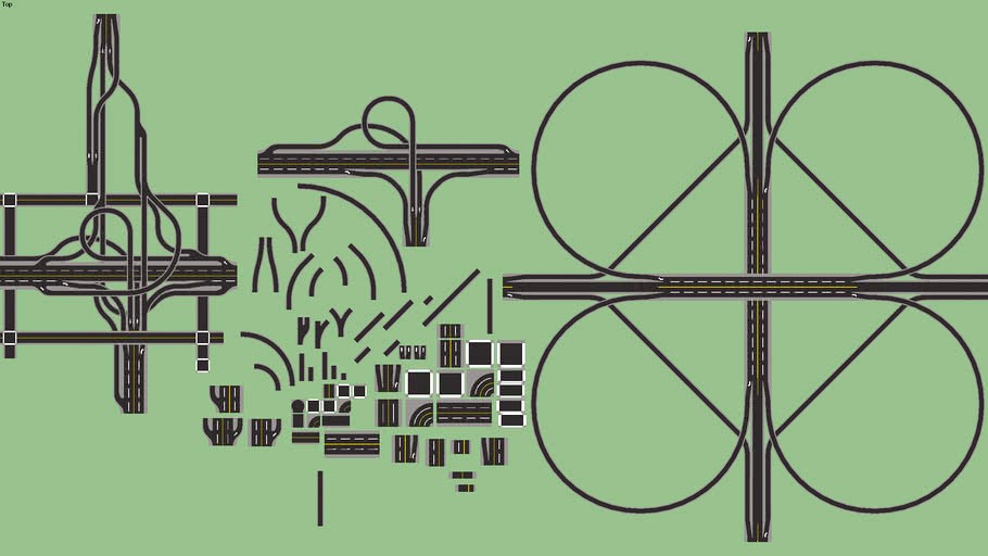 Road Set Connectible Pieces Version 5