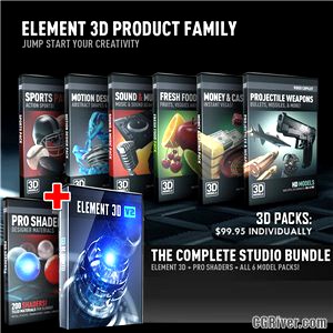 The Studio Bundle (Element Studio) | Element 3D + Pro Shaders + All 6 Model Packs