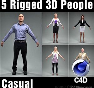 Cinema 4D Humans - 5 RIGGED 3D MODELS (MeMsC4D002M4)