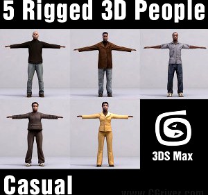 CASUAL PEOPLE- 5 RIGGED 3D MODELS (MeCaCS006a)