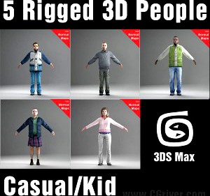 CASUAL PEOPLE- 5 RIGGED 3D MODELS (MeCaCS007b)