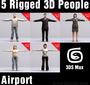 AIRPORT PEOPLE- 5 RIGGED 3D MODELS (MeApCS001b)