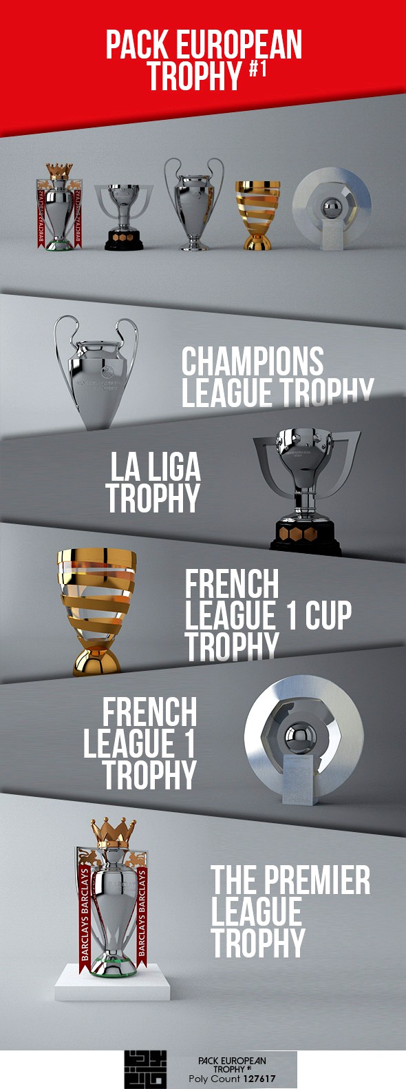 premier league cup trophy 3D Model in Awards 3DExport