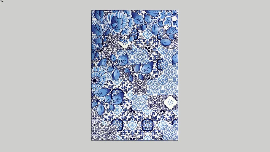 Donkersloot Delfts Blauw Tiles and Flowers 200x300cm