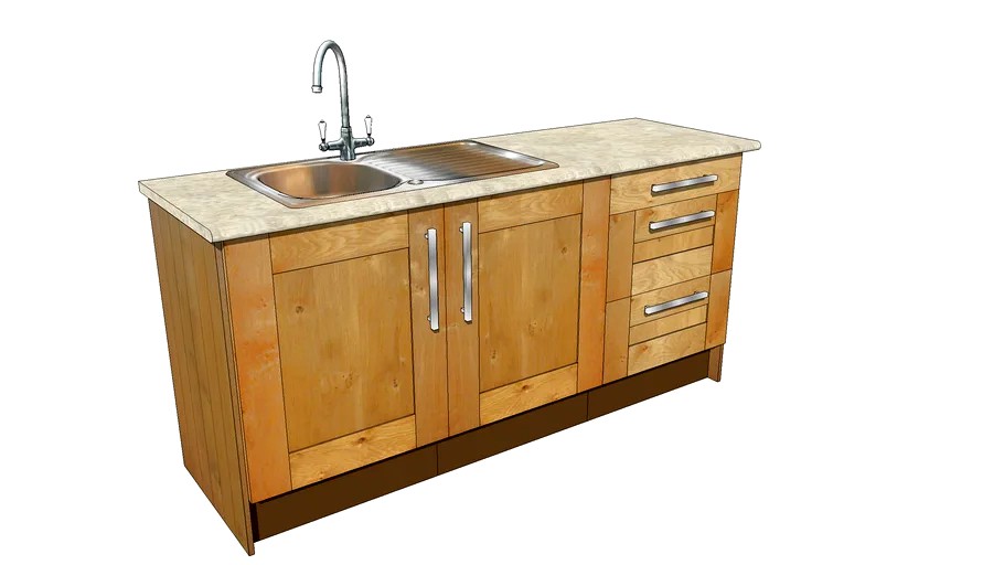 Low poly kitchen sink unit