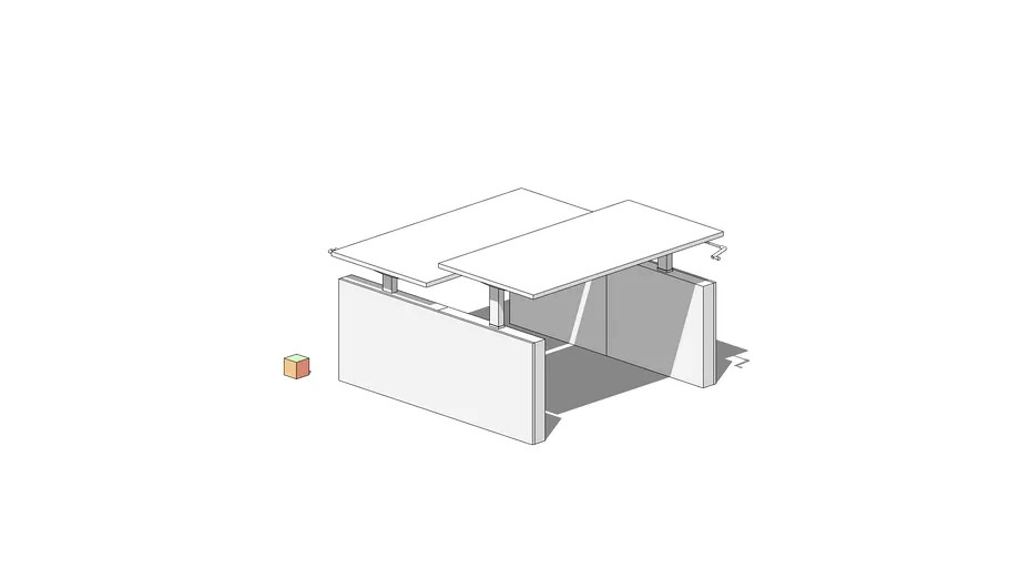 MECO 2021_DOUBLE MANUAL HEIGHT ADJUSTABLE DESK 160 X 170 _WITH PANEL LEGS KIT_UP&DOWN