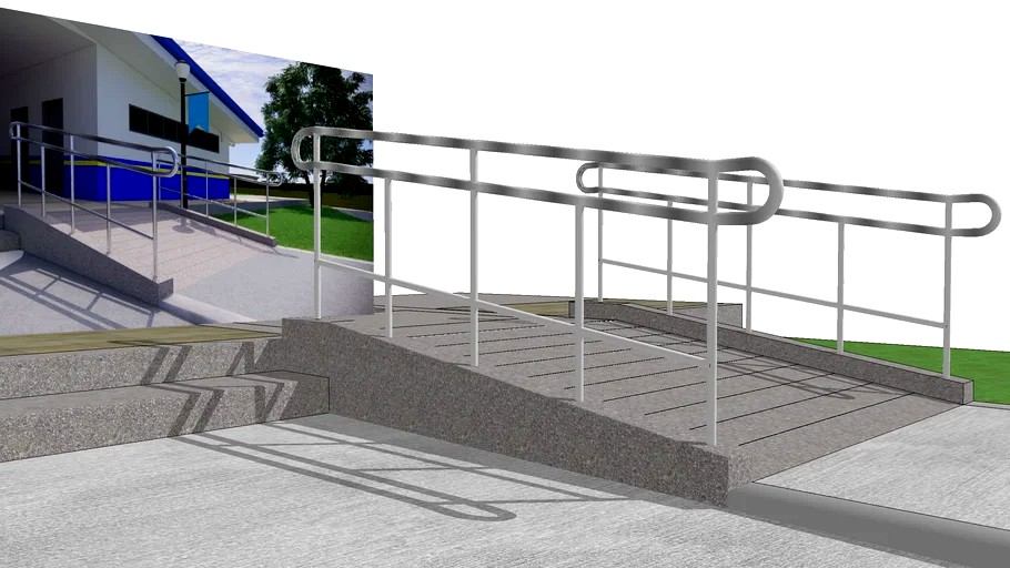 PWD/DISABLED RAMP WITH S/S RAILING 3d model