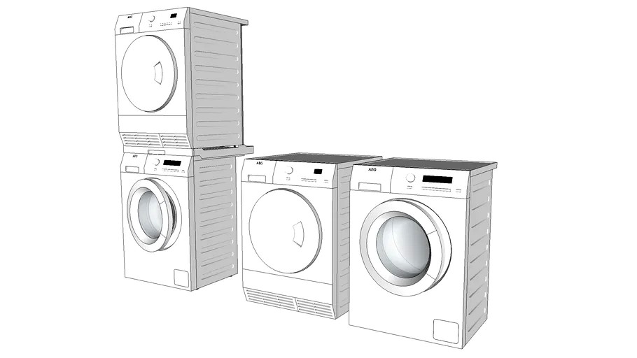 washer dryer + stack AEG 3d model