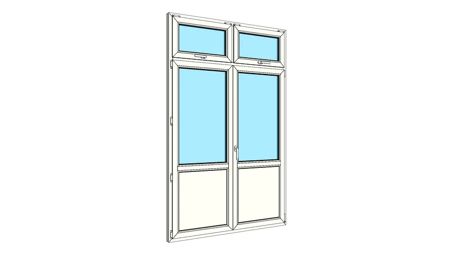 Балконная дверь двойная с двойной фрамугой VEKA Euroline