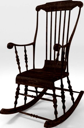 Old Wooden Rocking Chair 3D Model