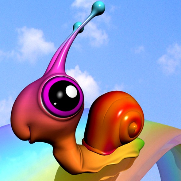 Cartoon Rainbow Snail Rigged