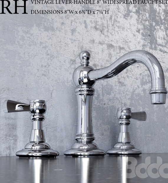 VINTAGE LEVER-HANDLE 8in WIDESPREAD FAUCET SET