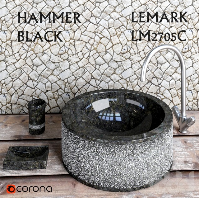 Раковина Hammer Black Teak House + смеситель Lemark LM2705C