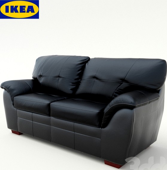 БЬЁРБУ Диван-кровать 2-местный, черный