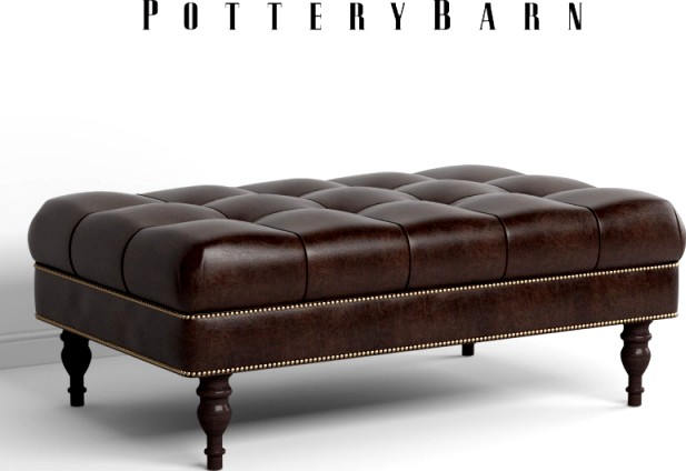 Pottery Barn - Martin Tufted Leather Ottoman