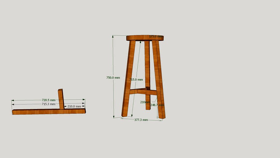 Барный стул. Круг, три ноги