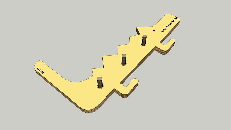 WOOLI wooden hanger CROCODILE DINO yellow