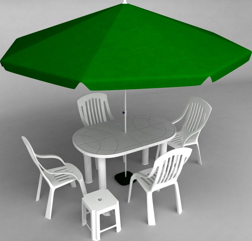 Garden plastic furniture set3d model