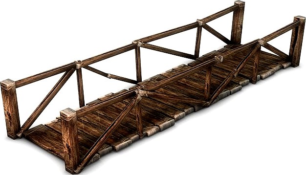 Wooden plank bridge3d model