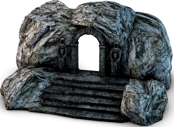 Ancient entrance with stone statues3d model