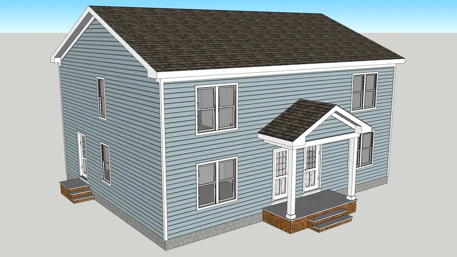 Suburban low-end side-by-side duplex house