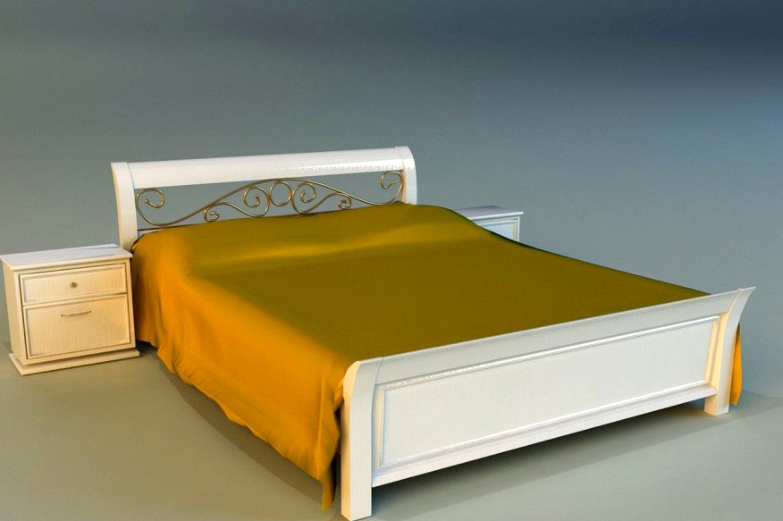 Bed wood classic gold3d model
