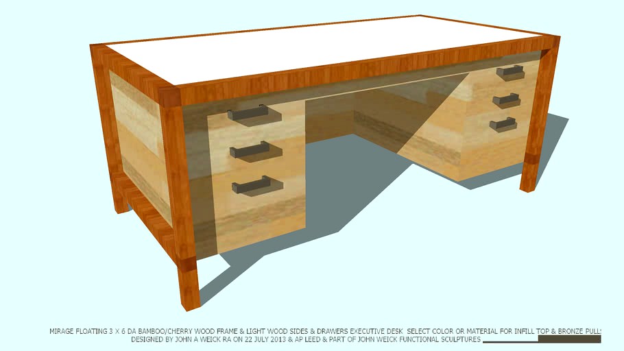 DESK 3 X 6 DA MIRAGE BAMBOO/LT WD NO COLOR TOP BY JOHN A WEICK RA