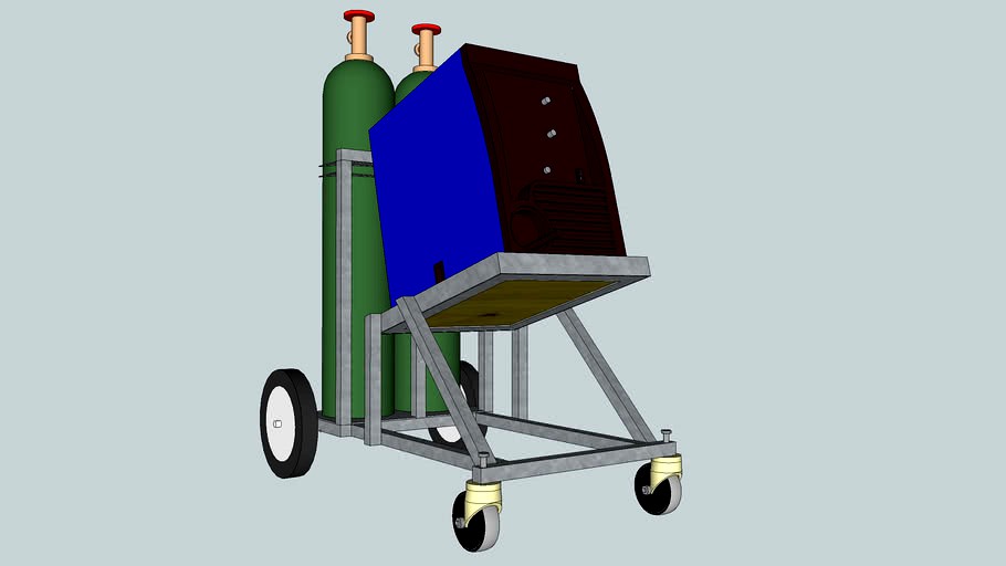 Welder cart with 2 tank storage