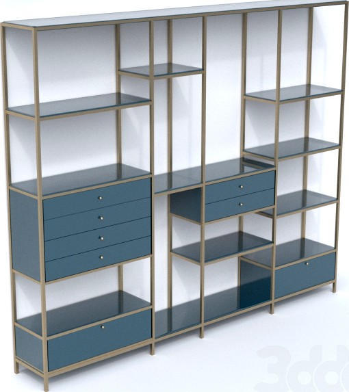 Teal and Gold Shelving Unit