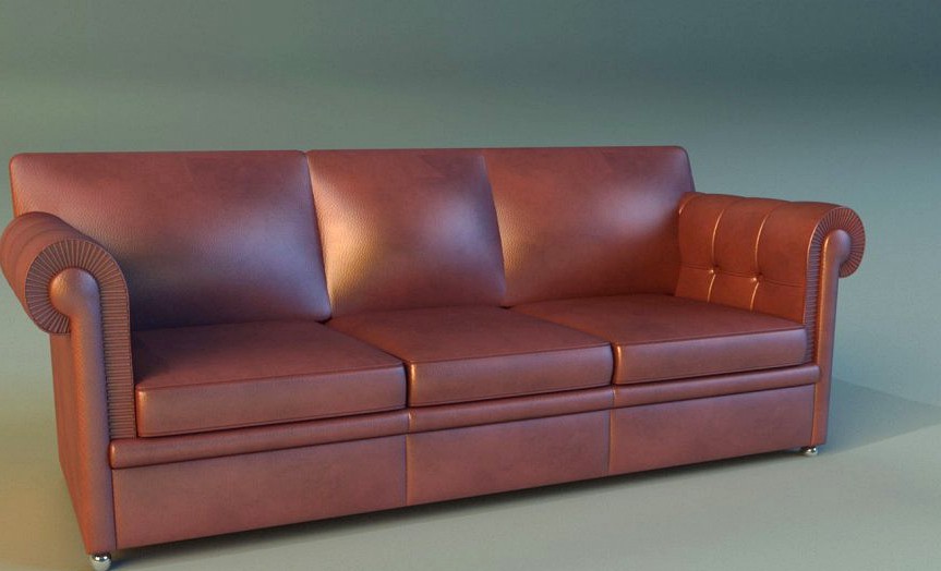 Sofa leather classic red3d model