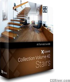 Volume 42 (All Formats):  Stairs + Rendering Scene - CGAxis 3D Models