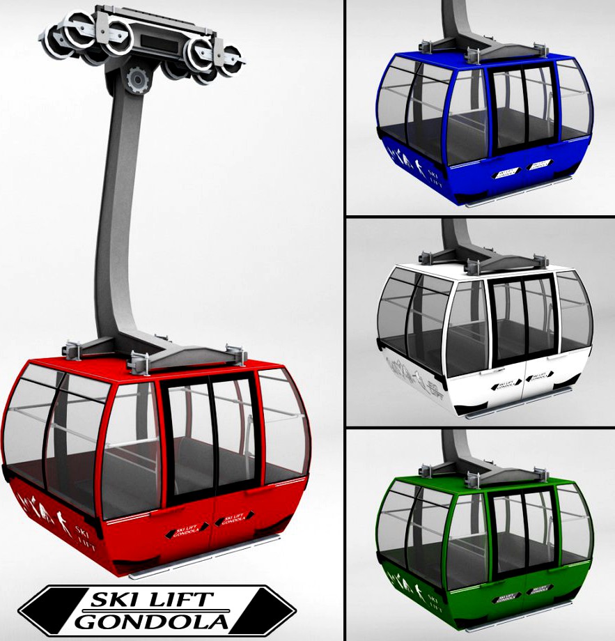 Ski lift gondola cable car3d model
