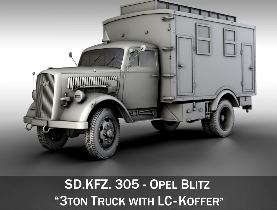Opel Blitz - 3t Ambulance Truck with EC Koffer3d model