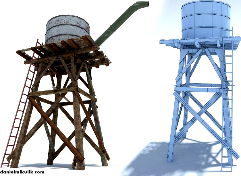 Low Poly Wild West Water Tank3d model