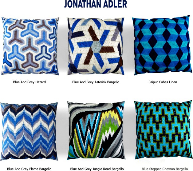 Jonathan Adler pillows blue set.