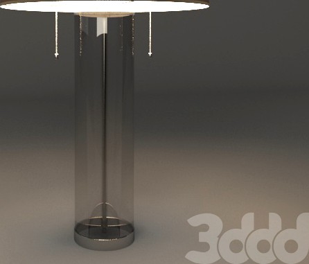 Glass Column Table Lamp with Brown Fabric