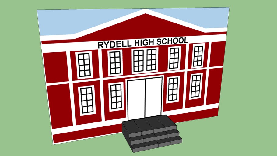 Grease Set, Rydell High School facade 3d model
