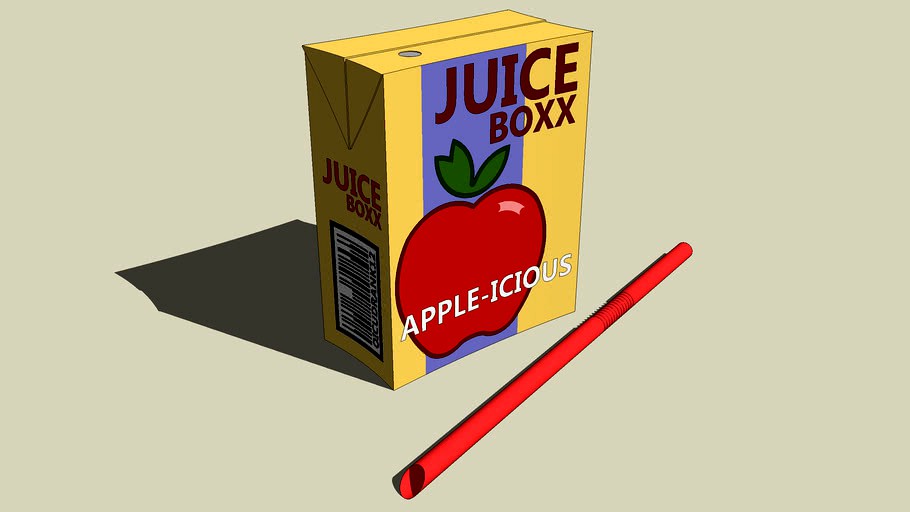 Juice Box & Straw 3d model