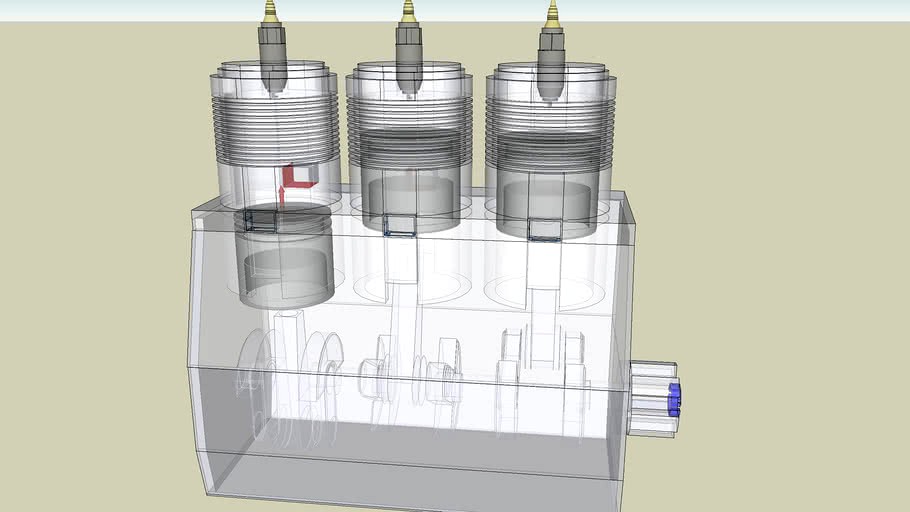 Working Sketchy Physics 2-Stroke, 3-Cylinder Engine (Please Rate! Thanks!)