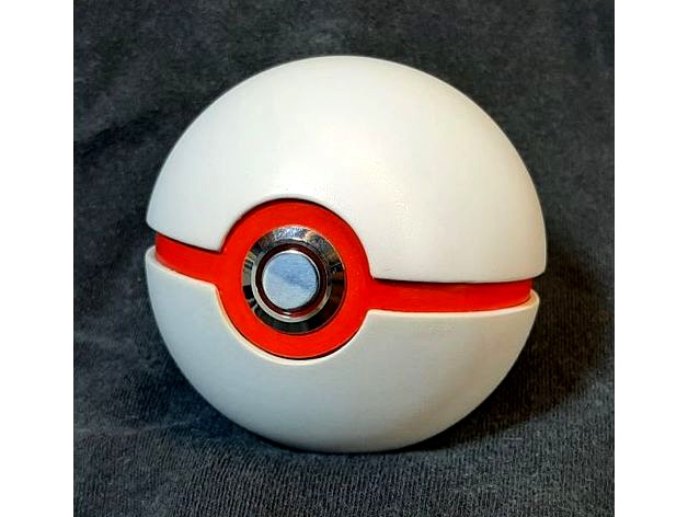 Pokeball - weighted, opening, light up button by Ibuildrobots