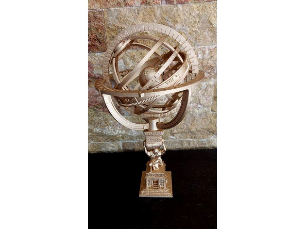 Armillary Sphere with Zodiac Ecliptic and Atlas Statue Base by Christos_