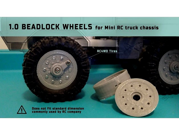 1.0 Beadlock wheels for mini RC chassis by CyanRC