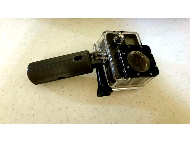 Action Camera (or GoPro) Pool Pole mount (with STEP file) by MyStoopidStuff