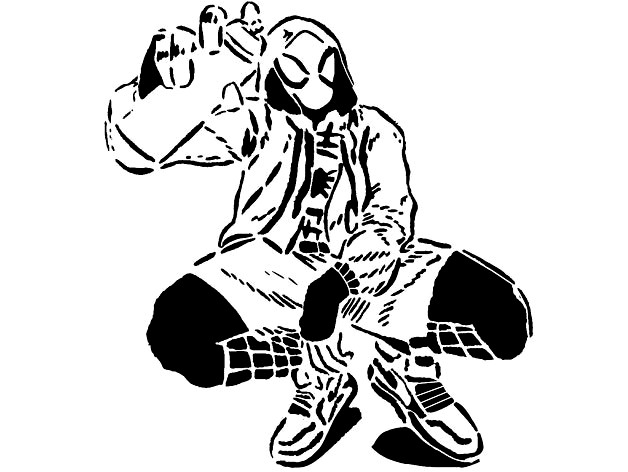 Spiderman Miles Morales stencil 4 by Longquang